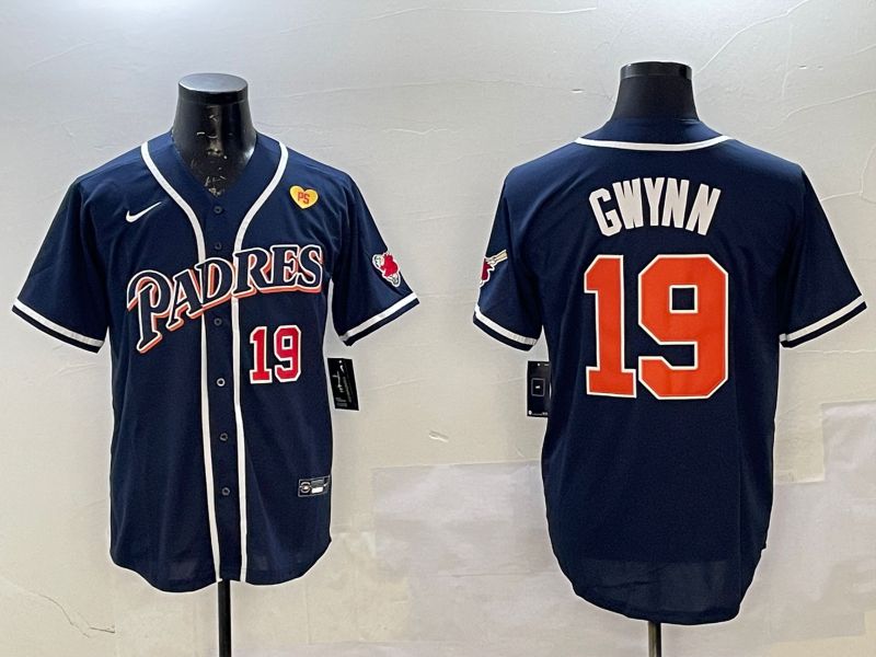 Men San Diego Padres 19 Gwynn Blue Throwback Game 2025 Nike MLB Jersey style 7